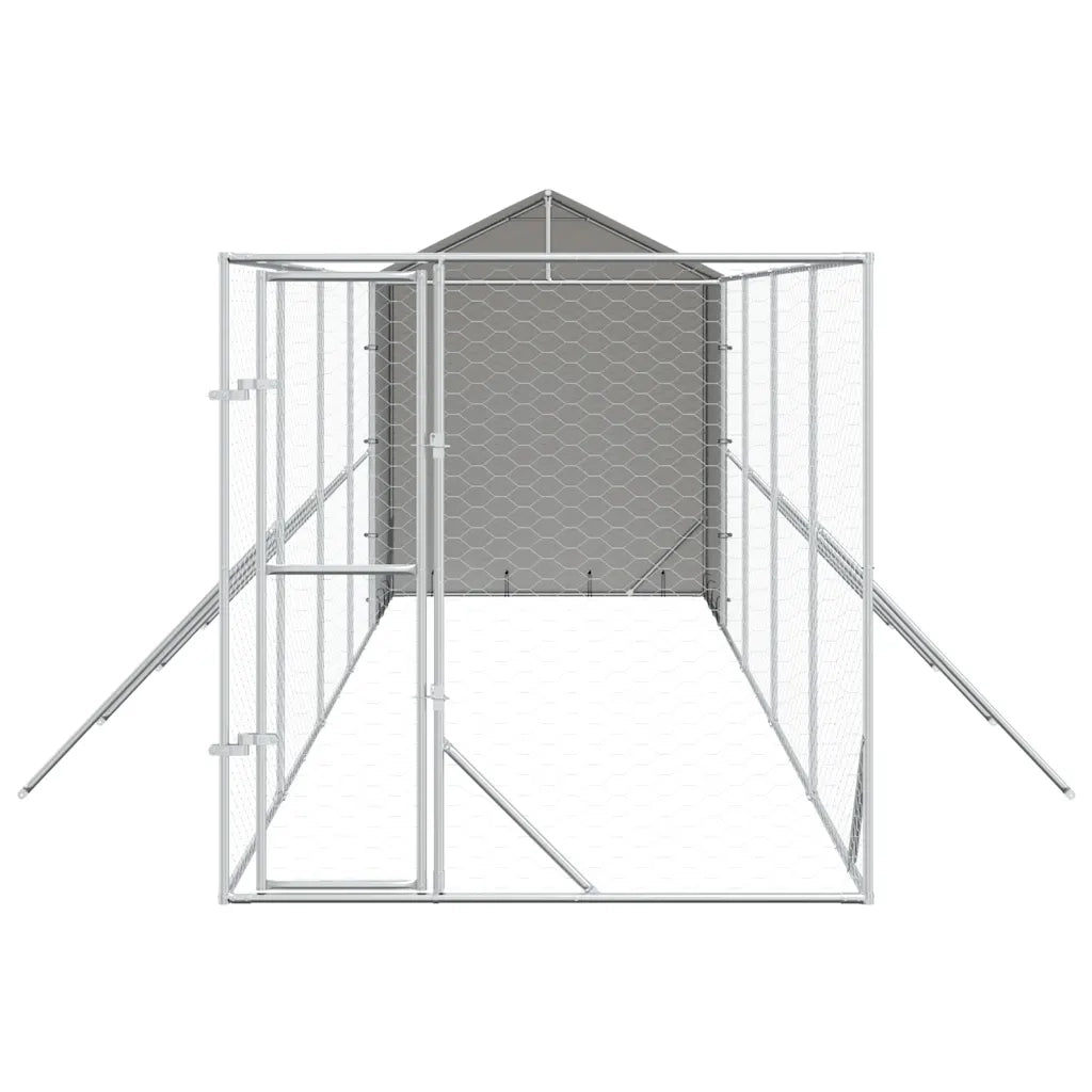 Cuccia Cani da Esterno Tetto Argento 2x10x2,5 m Acciaio Zincato 3190476
