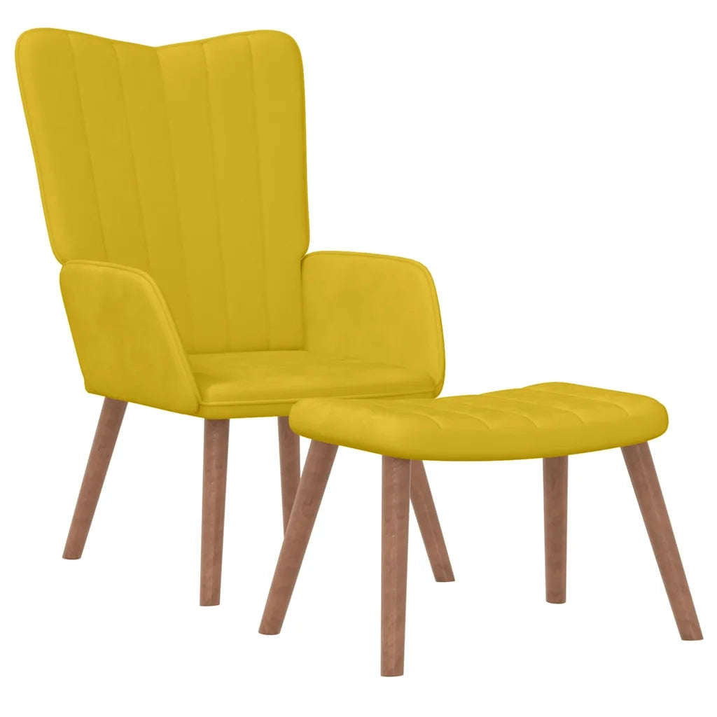 Divano Sedia-Poltrona Relax con Poggiapiedi Giallo Senape in Velluto 799332
