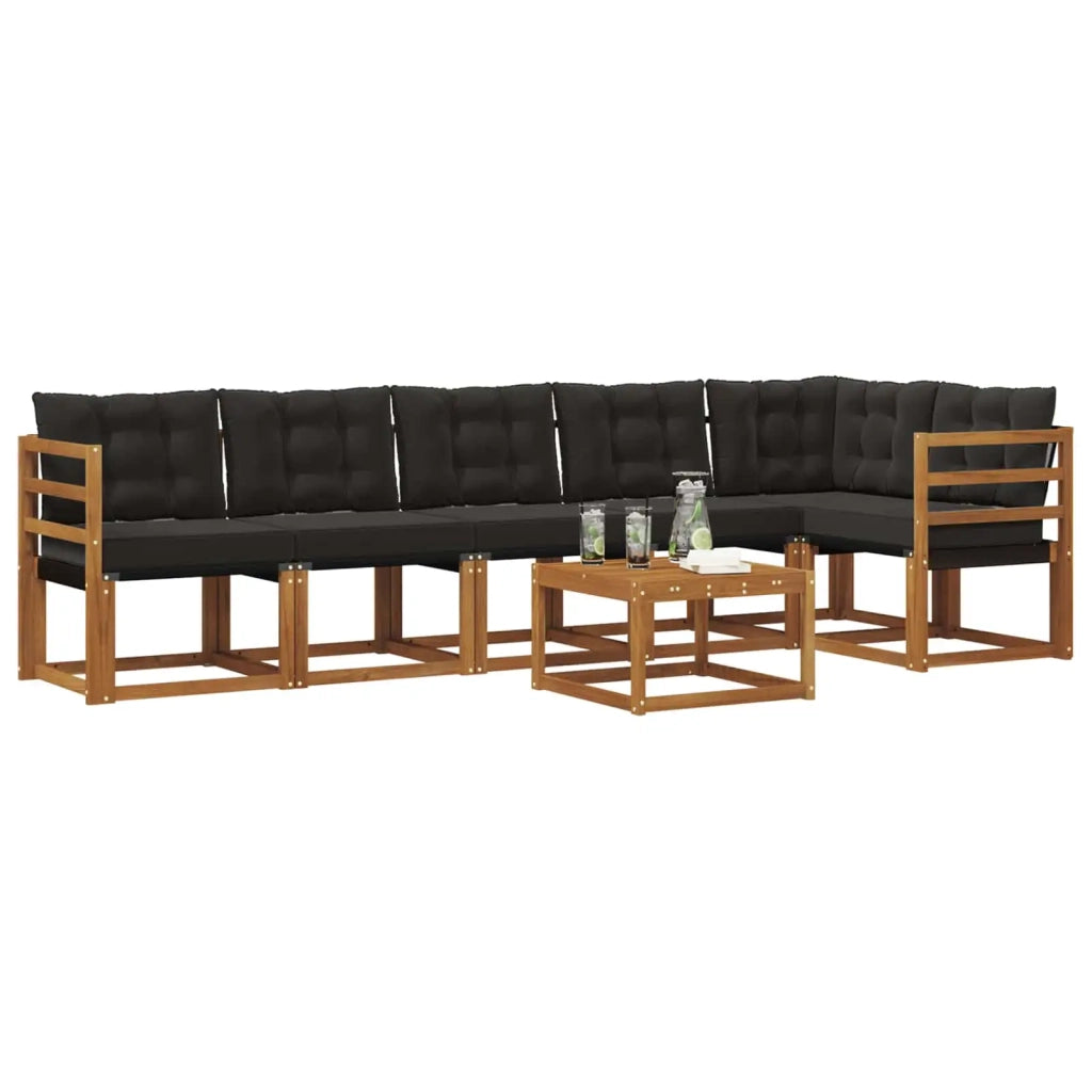 Set di divani da esterno con cuscino 7 pcs Naturale e Nero 3368727