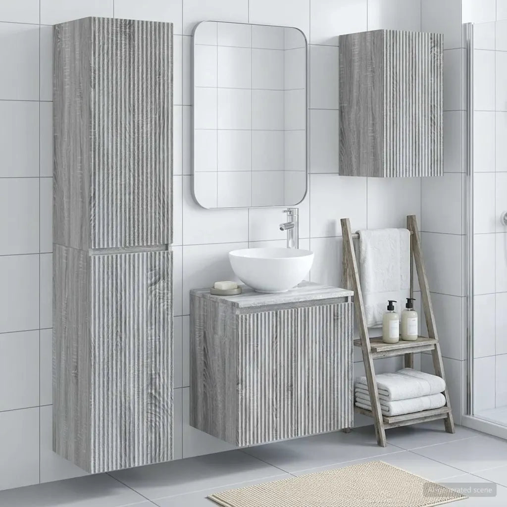 Set di mobili per il bagno 3 pz Sonoma grigio 3406069