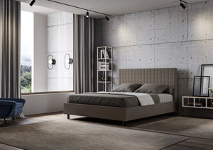 Letto Matrimoniale Extra Large 200x210 cm con Rete e Contenitore Sunny Cappuccino