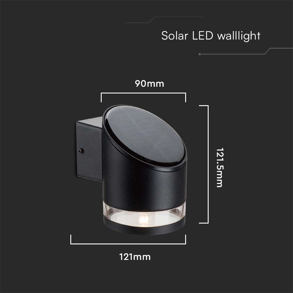 Lampada LED da Giardino con Pannello 1W Nera 121x90x112.5mm 3000K IP54 – V-TAC – VT-1138-B