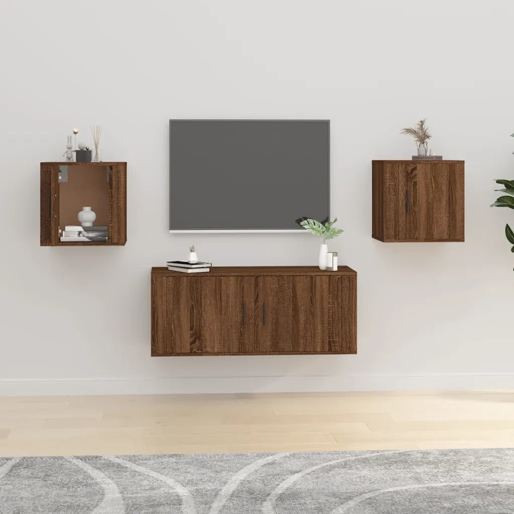 Mobili Porta TV a Parete 2 pz Rovere Marrone 40x34,5x40 cm 816655