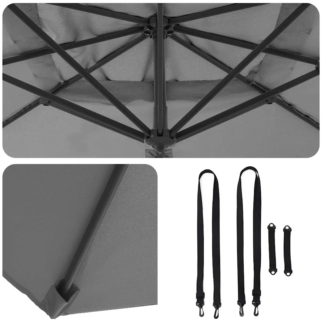Parasole Roma-Ombrellone da giardino Antracite 286 x 284 x 265 cm