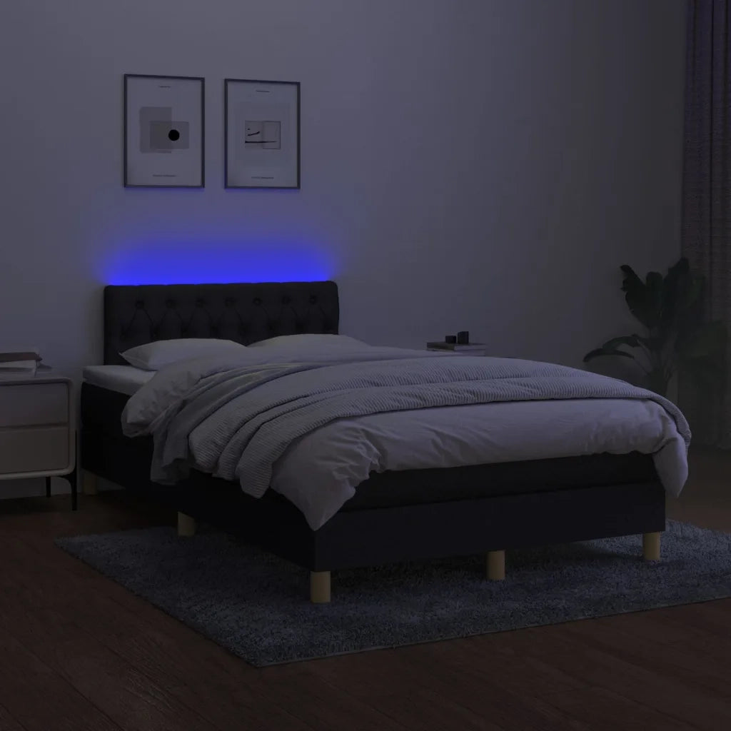 Letto a Molle con Materasso e LED Nero 120x200cm in Tessuto cod mxl 62117