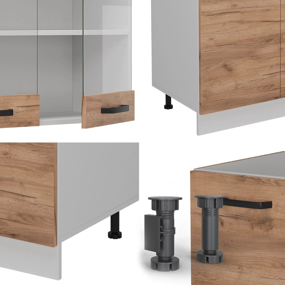 Cucina componibile R-Line Rovere dorato/Bianco 300 cm PL Rovere Vicco