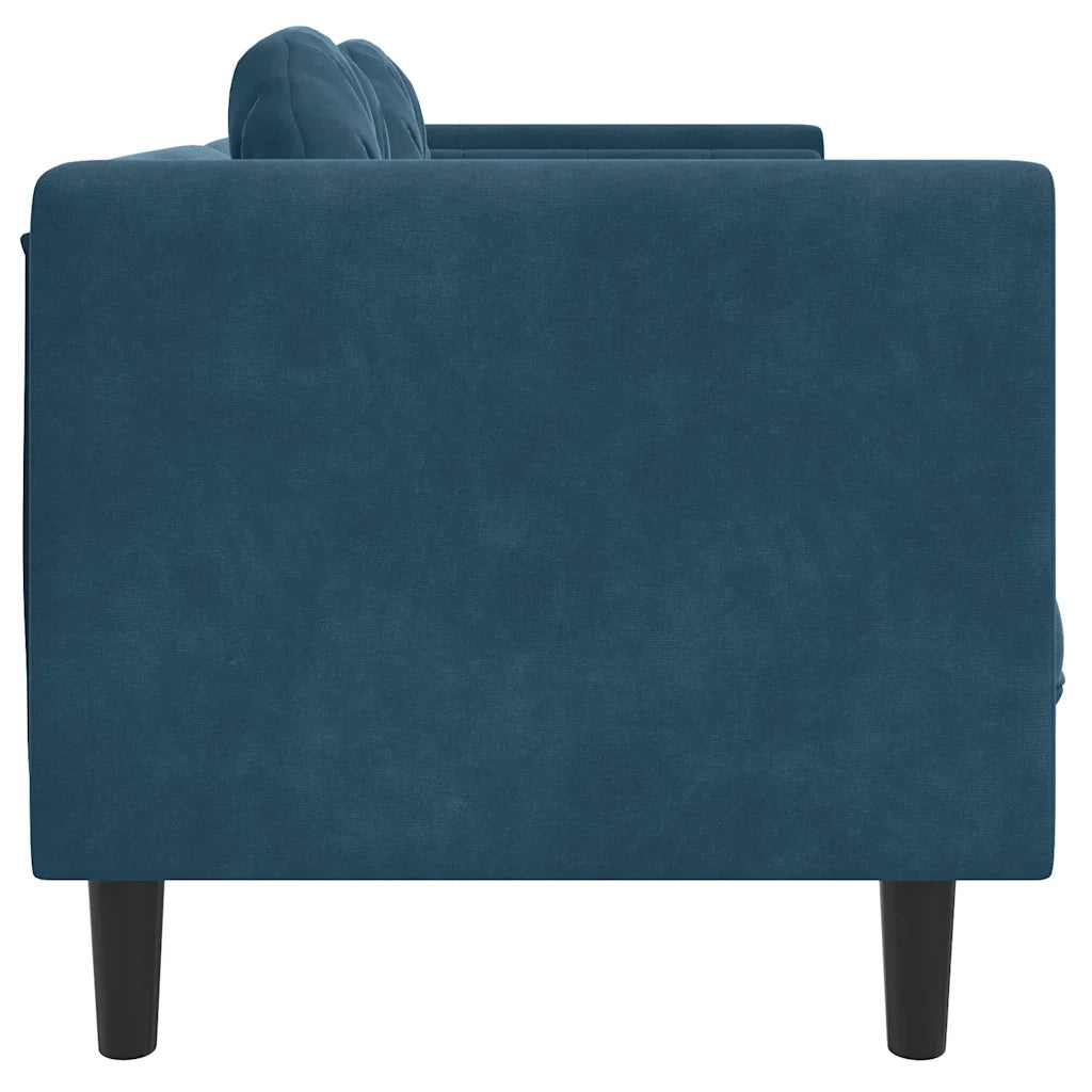 Divano | Divano da soggiorno | Sofa a 3 Posti con Cuscini Blu in Velluto
