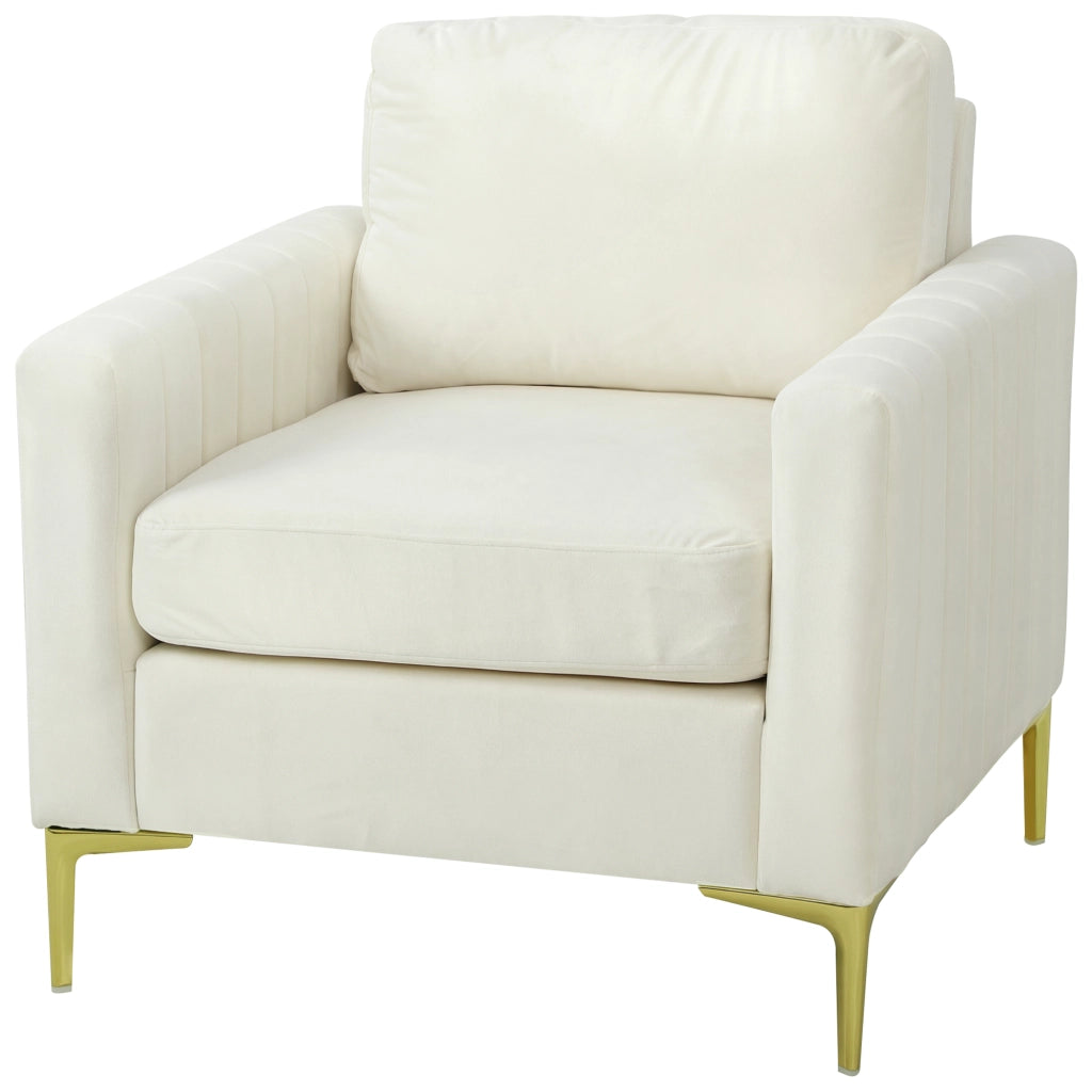 Poltrona imbottita in velluto ¨C Zephmum ¨C Crema 81x77x81 cm