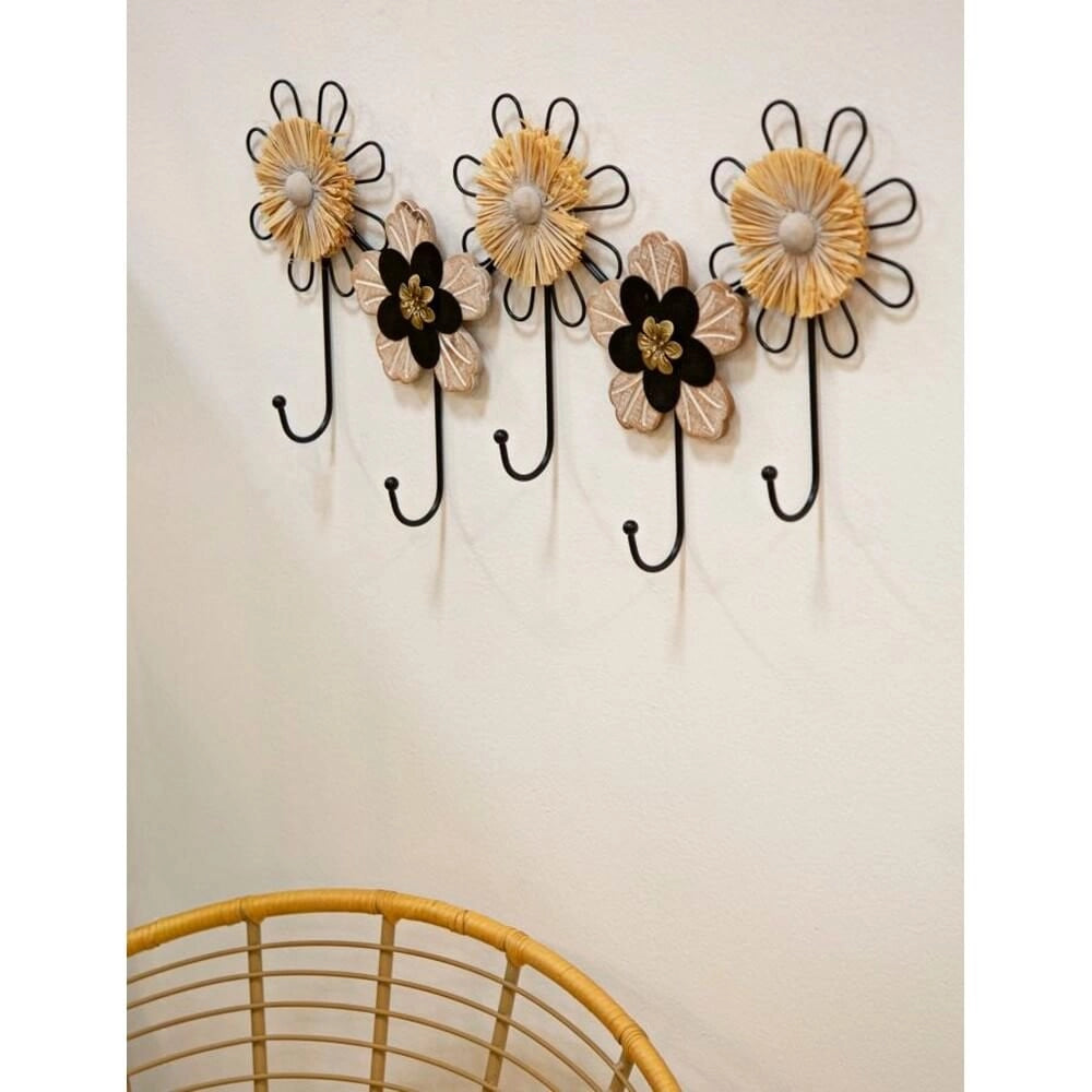 Appendiabiti in Ferro e Legno cm 61X5,5X30,5 - RAFFIA