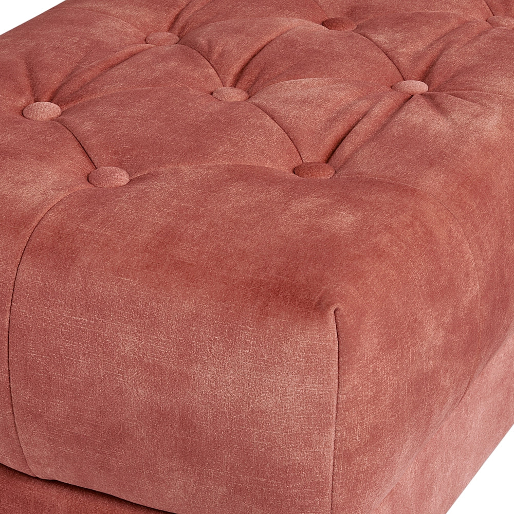 Panca Rosa Tessuto imbottito Velluto Accento di metallo Gambe d'oro Panca da letto Sgabello