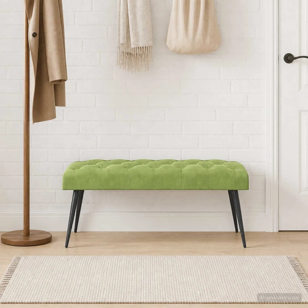 Panchina con bottoni imbottiti Verde chiaro 110 x 40 x 46 cm 42038574