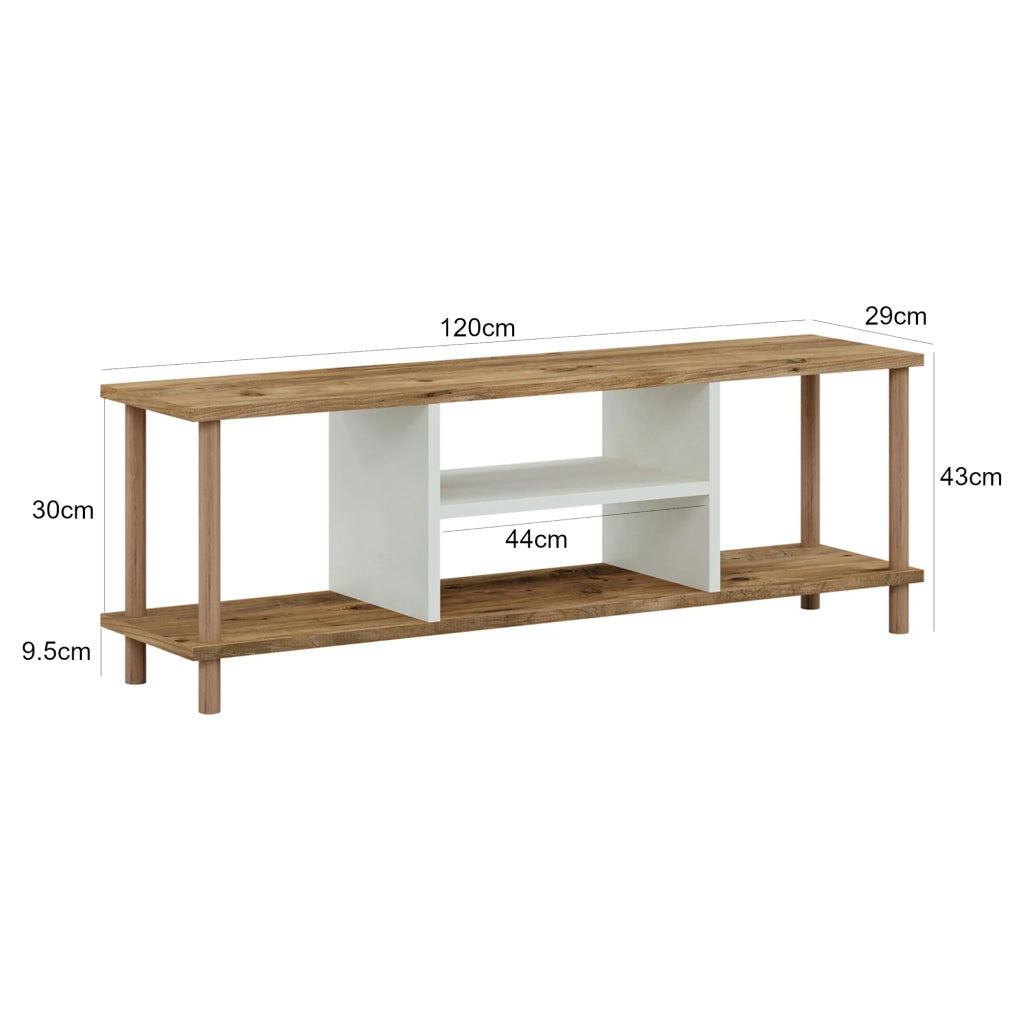 Mobile porta TV con spazio di archiviazione 43 x 120 x 29 cm effetto legno / bianco 03_0007886