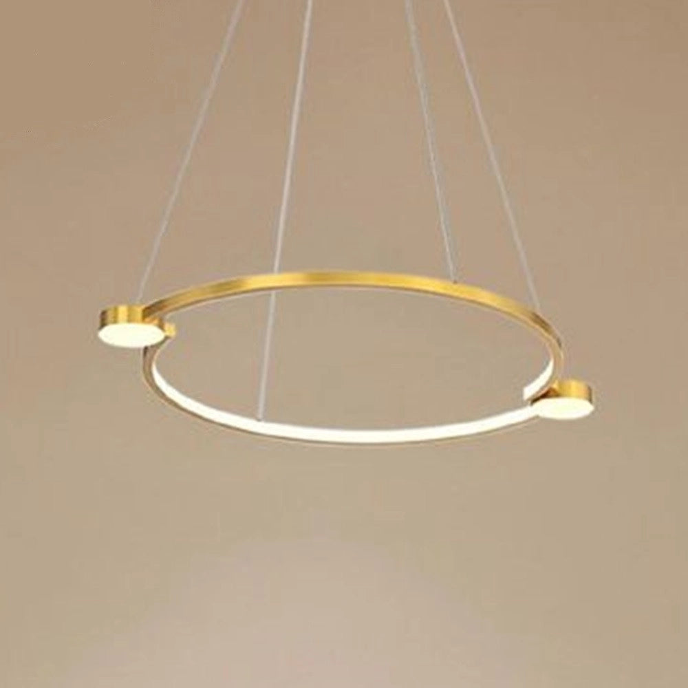 Trade Shop - Lampadario A Sospensione Led 20w Cerchio Con Telecomando Design Moderno Oro 71088 -
