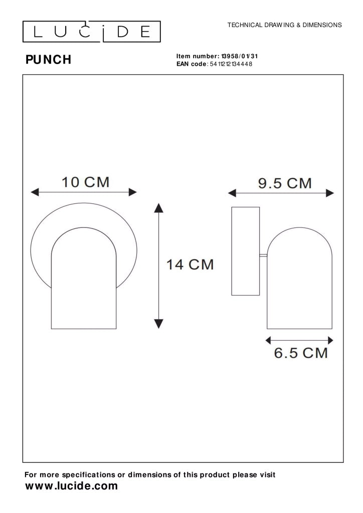 Faretto soffitto orientabile bianco 1xGU10 35W Lucide Punch