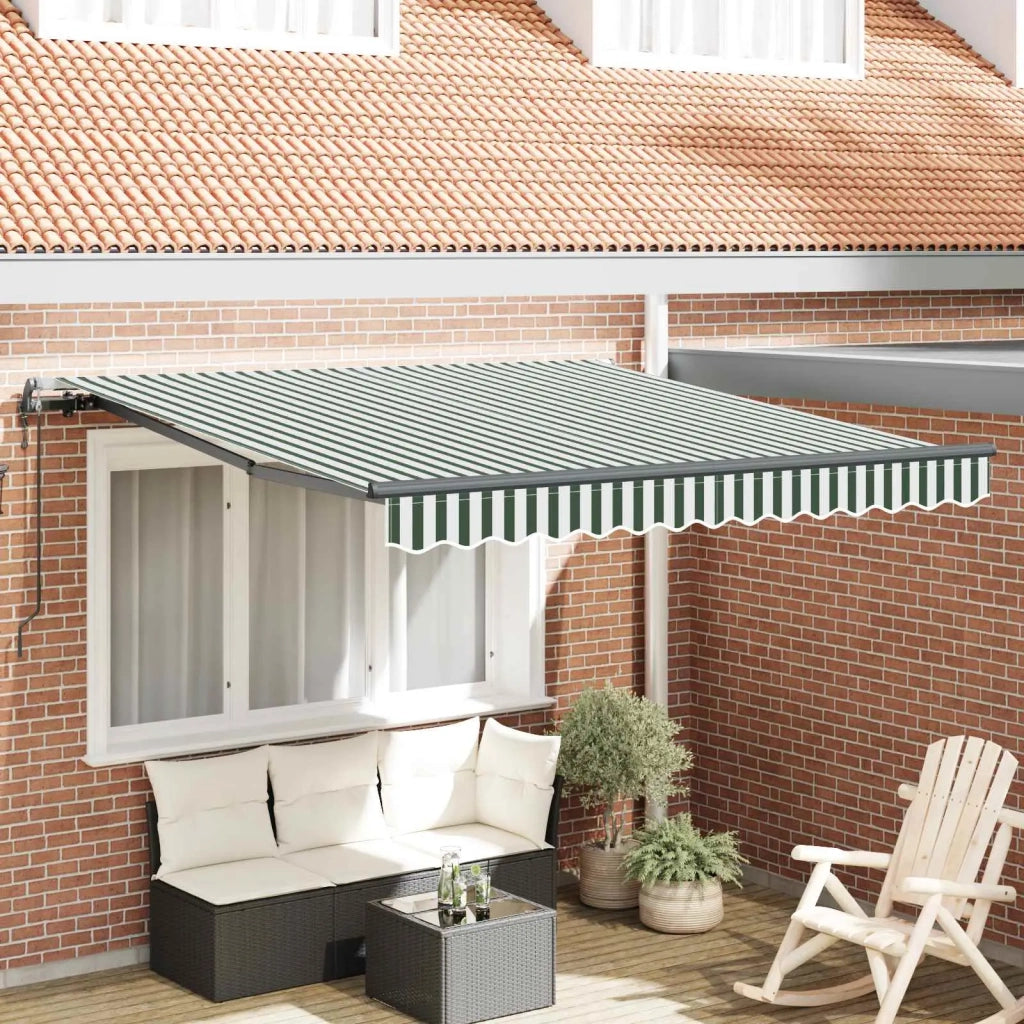 Tenda retrattile-Tenda parasole per balcone Verde e Bianco 300 x 250 cm 312505
