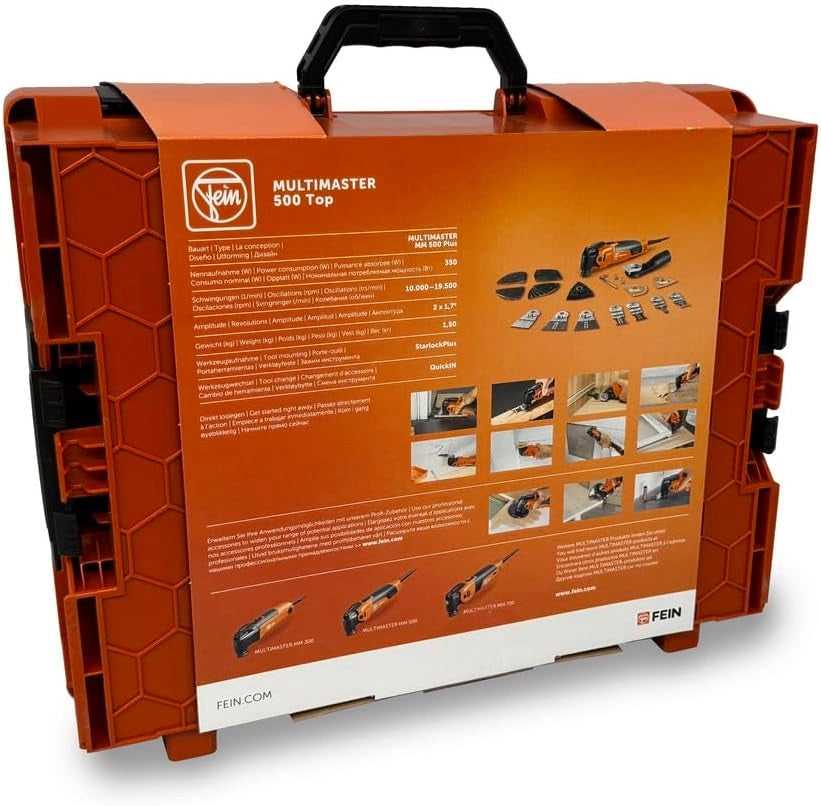 Multimaster MM 500 Plus Top, il potente utensile multifunzione con 30 accessori, Motore FEIN da 350 W, Sistema antivibrazioni, Attacco Portautensile StarlockPlus, Sistema di serraggio rapido