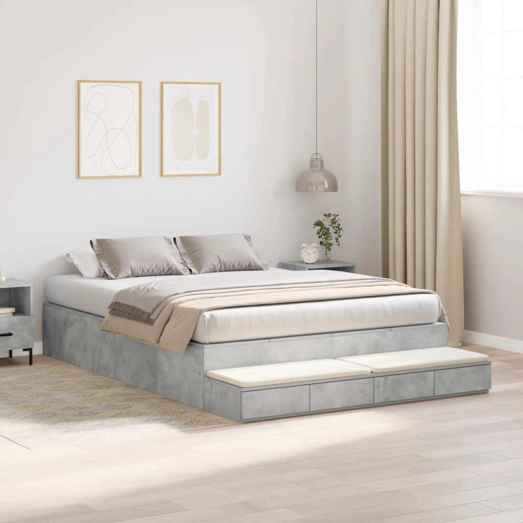Struttura letto contenitore Grigio cemento 140x190 cm