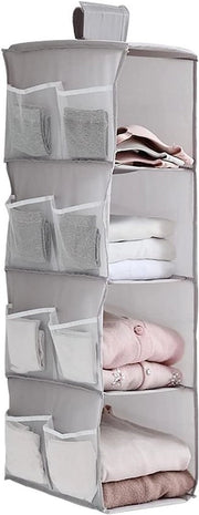 Organizzatore a cassetti pieghevole con 4 cassetti e 12 contenitori - Grigio, 30 x 225 x 80 cm