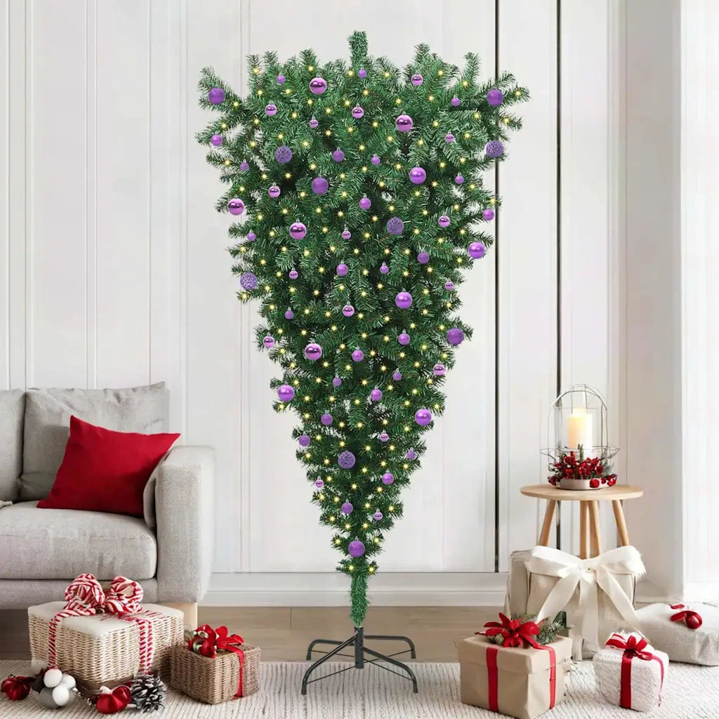 Albero di Natale artificiale pre-illuminato capovolto con set di palline 3396879