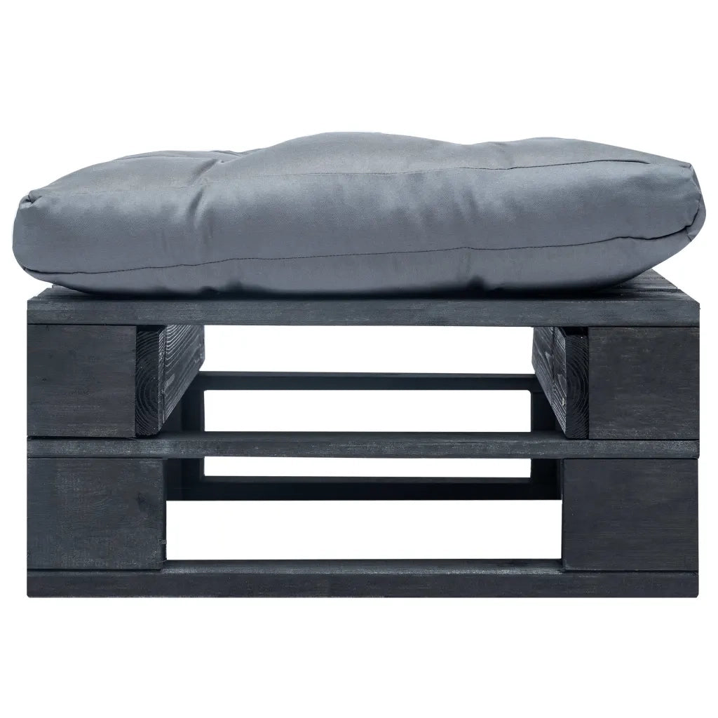 Ottomana Pallet da Giardino con Cuscino Grigio in Legno Nero 277408