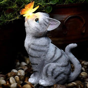 Lampada solare LED 26x16cm calda bianca con batteria inclusa per gatti - Lampada da giardino lampioncino lampada solare lampada per gatti animali
