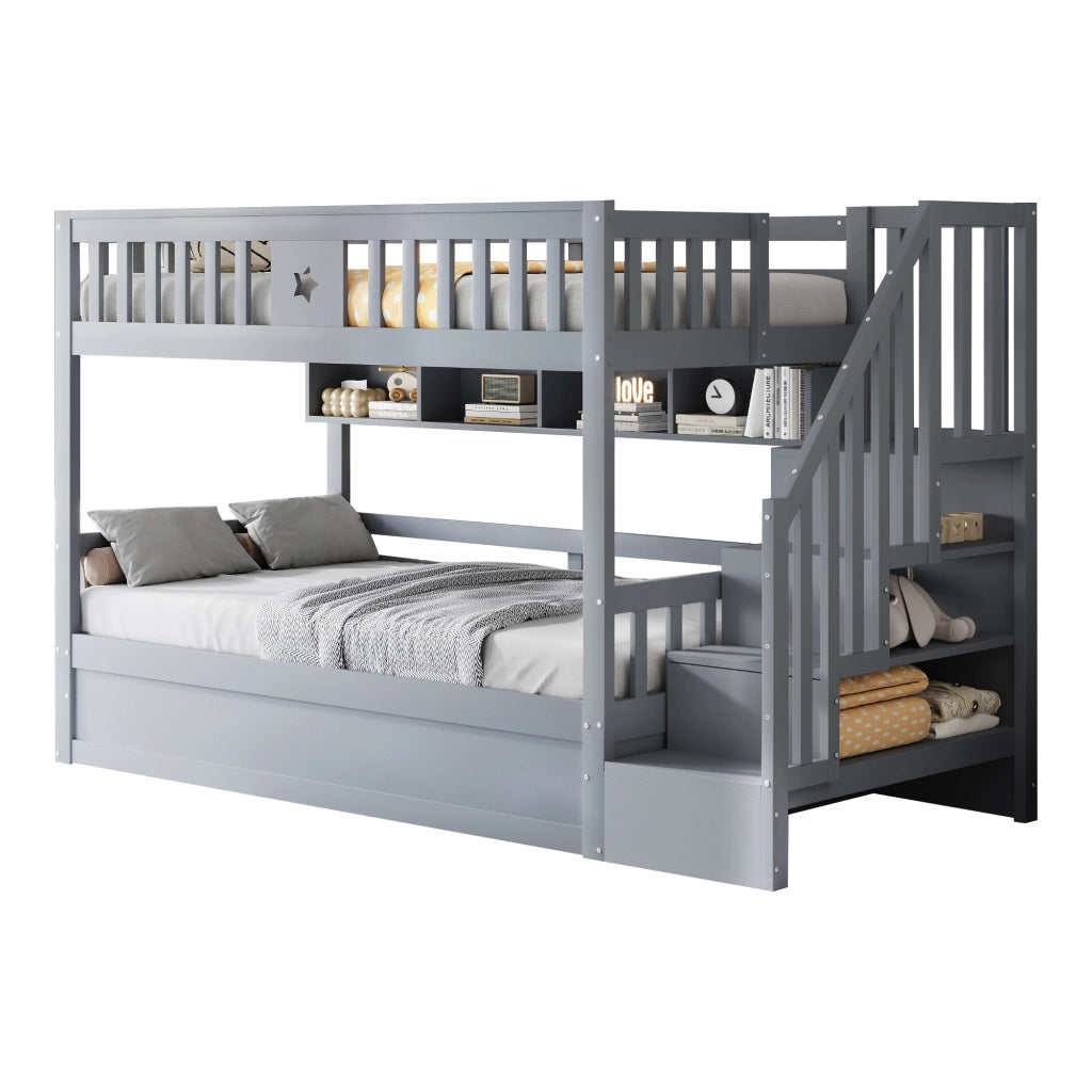 Letto a castello funzione contenitore legno grigio 90x200 cm