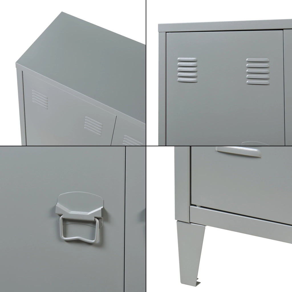 Armadietto da Ufficio Oripää in Acciaio 90 x 80 x 33 cm Grigio scuro [en.casa]