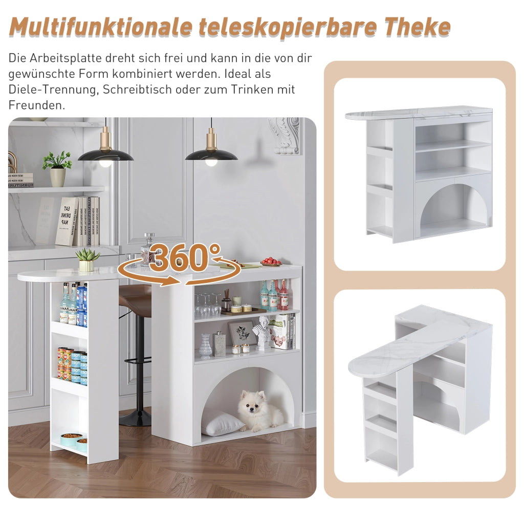 TAVOLO ALLUNGABILE 120(+80)x40x100 cm Bianco Effetto Marmo in MDF