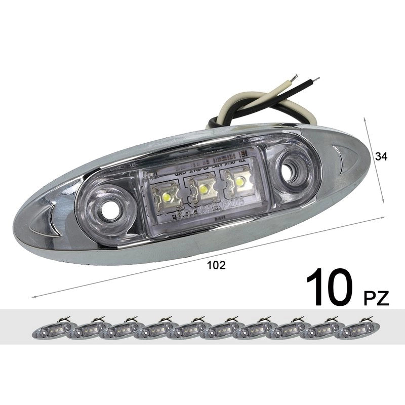 10 Pezzi Fanali Laterali LED 12V 24V Bianco Freddo Luci Cortesia Camper Barca