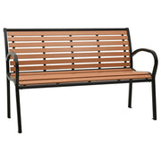 Panca da giardino mobili da esterno per patio terrazza nero e marrone 116 cm acciaio e WPC 02_0011759