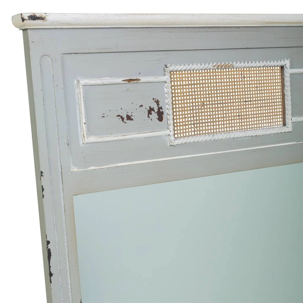Specchio in legno e rete in bambù grigio 70x3,3x76h