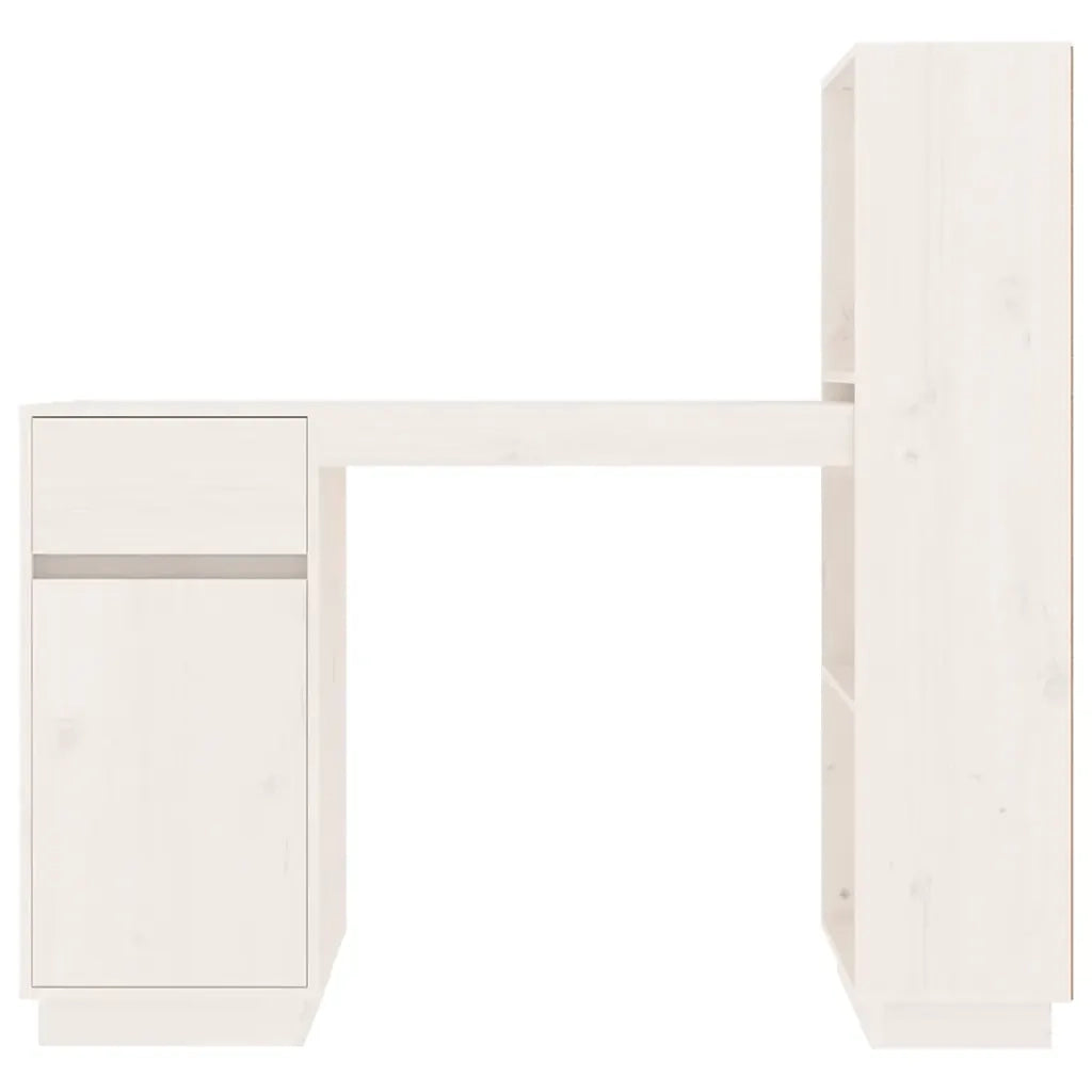 Scrivania Bianca 110x53x117 cm in Legno Massello di Pino 814510