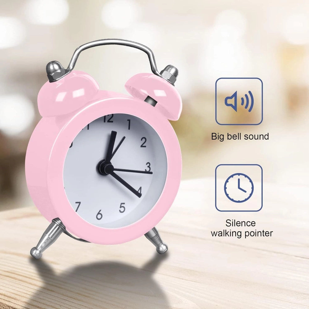 Trade Shop - Mini Sveglia Analogico Da Tavolo Piccola Orologio Allarme Sonoro -