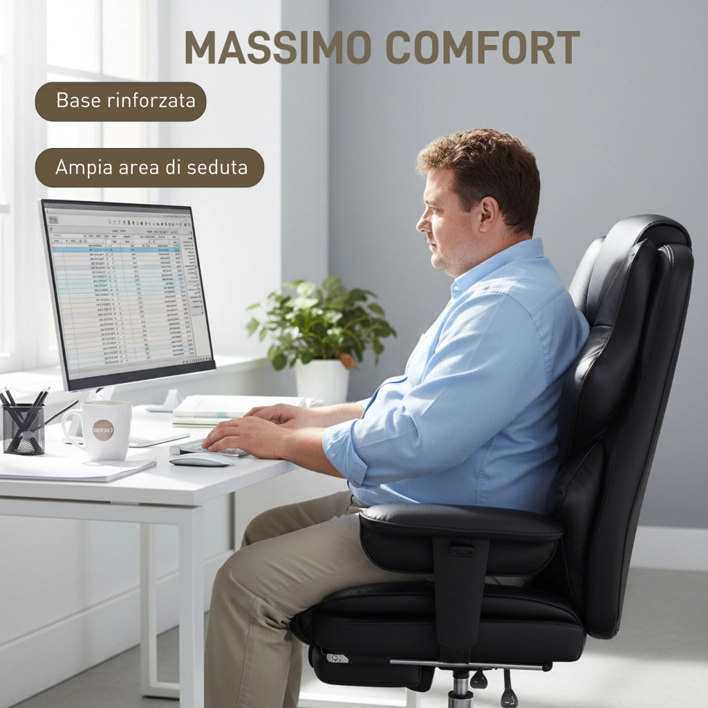 Sedia da Ufficio ¨C zephmum ¨C Pelle PU, Nero, 76x73x117-125 cm