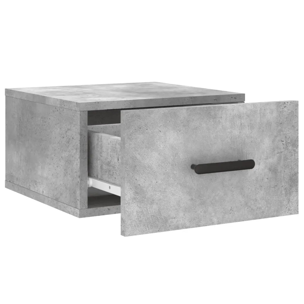 Set di 2 Comodini | Armadio da Notte | Mobiletto da notte a Muro Grigio Cemento 35x35x20 cm