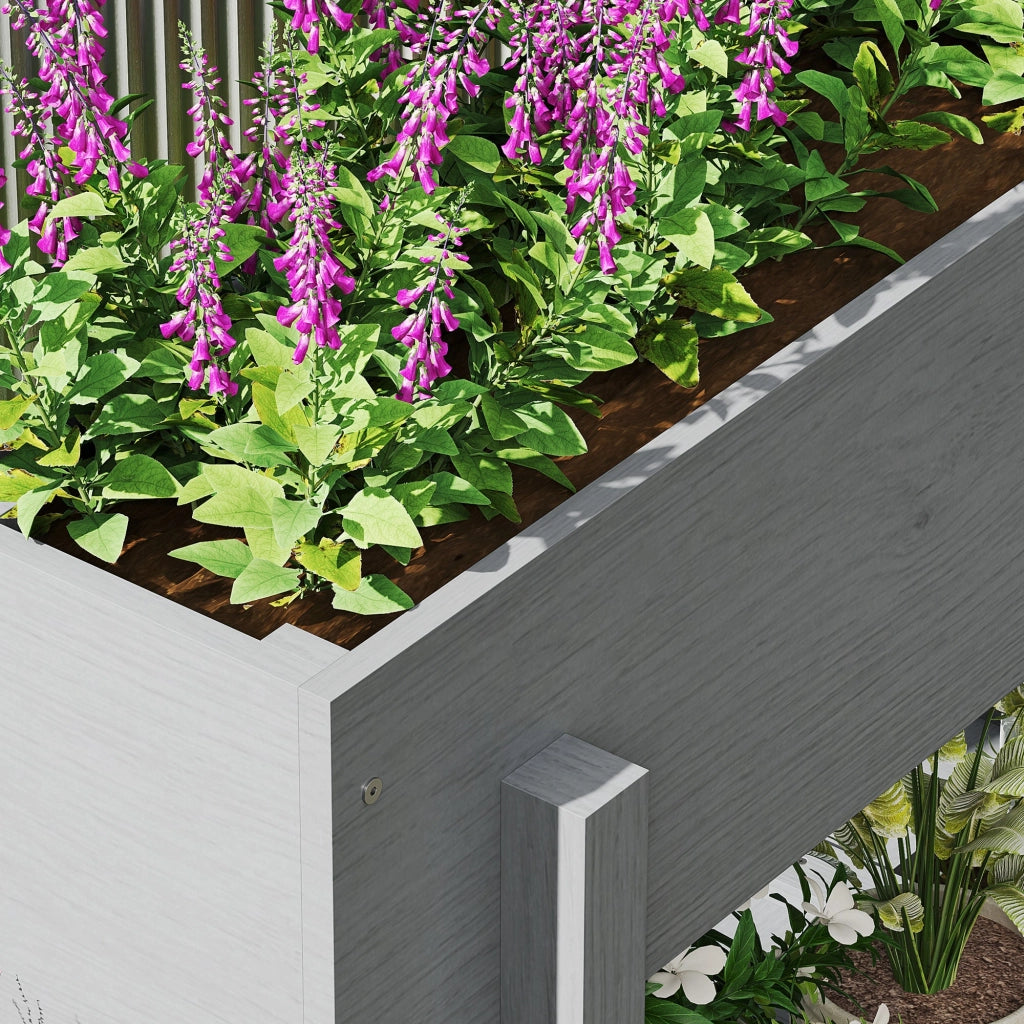 Fioriera Rialzata 100x30x70,5 cm con Ripiano Inferiore e 2 Fori di Drenaggio in Legno di Abete Grigio