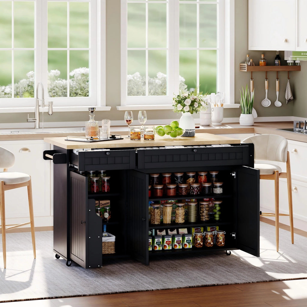 ISOLA CUCINA Pieghevole 137 x 89,5 x 45 cm MDF Naturale/Nero