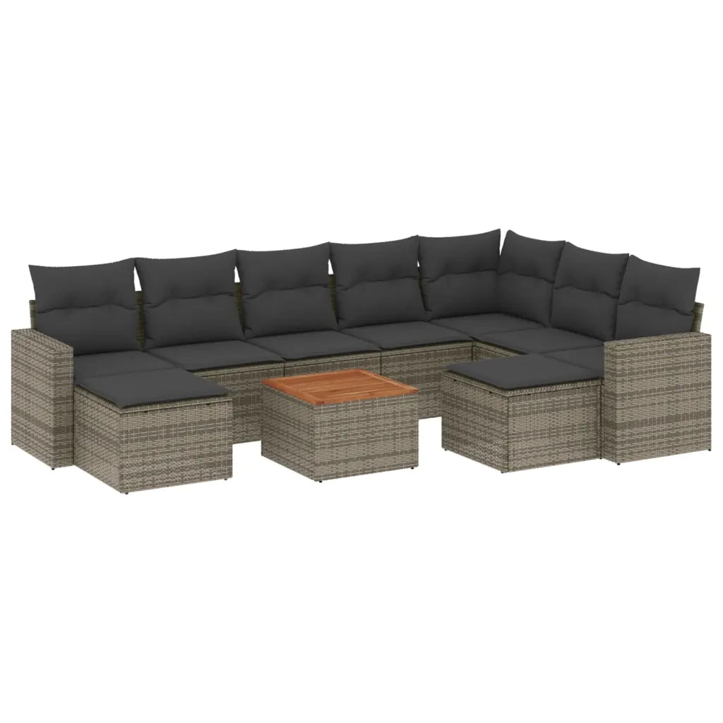 Set Divano da Giardino 10 pz con Cuscini Grigio in Polyrattan 3224408