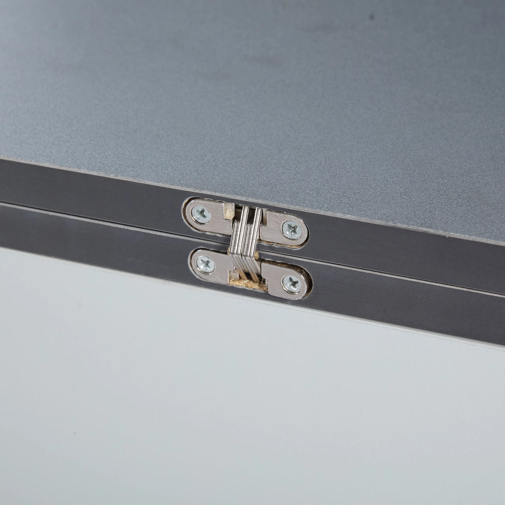 Tavolino basso sollevabile con ruote, cassetto e vani contenitore in pannello truciolare grigio e bianco 100 × 98 × 65 cm