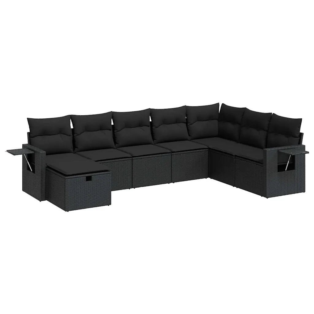 Set Divani da Giardino con Cuscini 8 pz Nero in Polyrattan 3325531