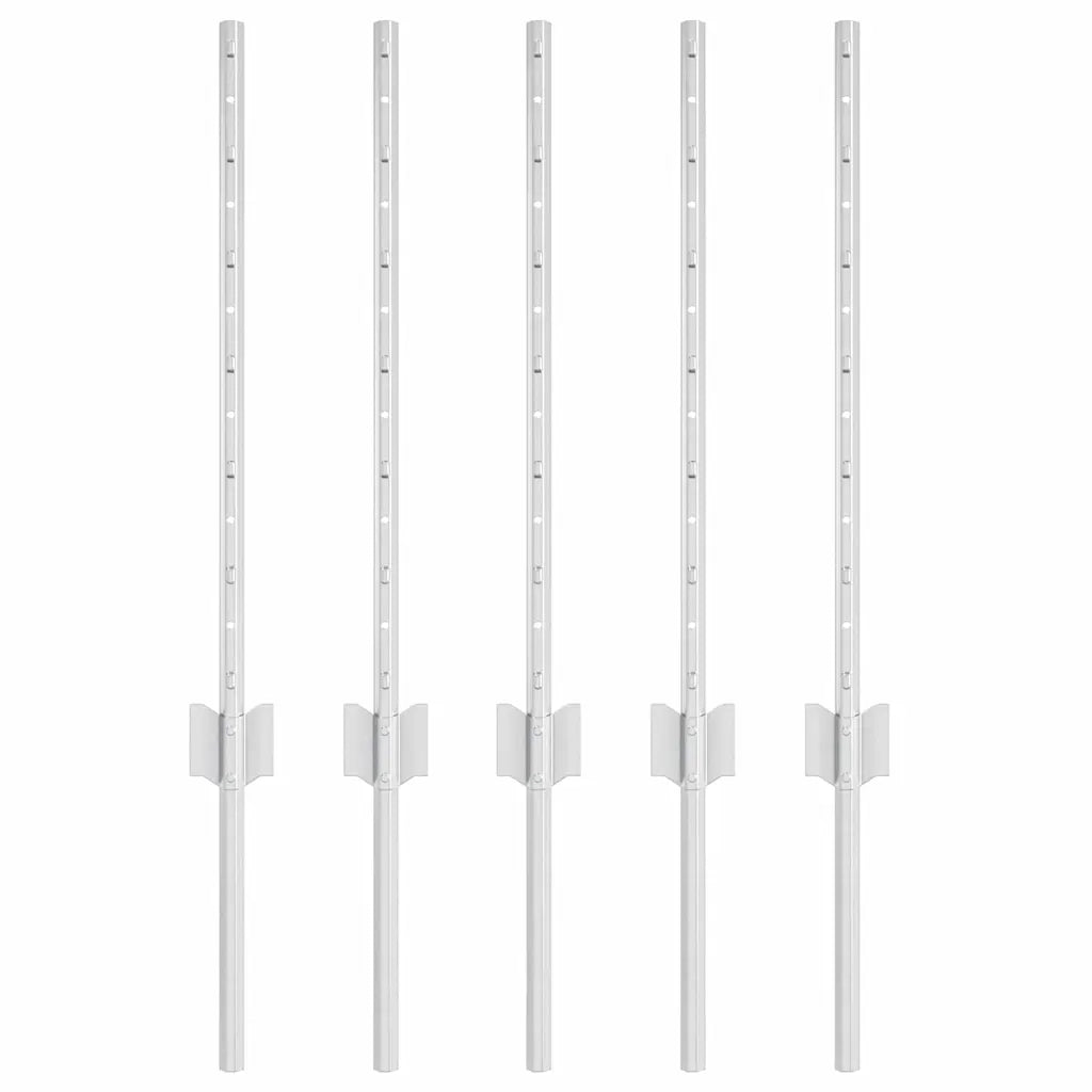Palo della recinzione 5 pcs Argento 60 cm Acciaio 42006292