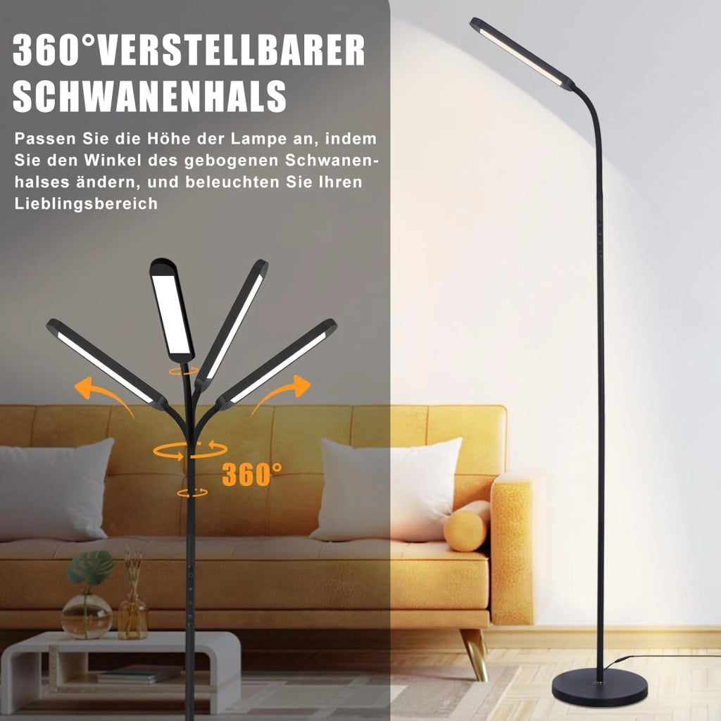 ZMH Lampada da terra LED nera 11W dimmerabile flessibile 360° per soggiorno divano