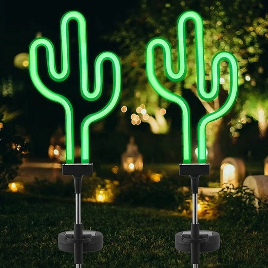 Decorativo set di lampade a neon a forma di cactus per giardini, terrazze, prati, ingressi e cortili.