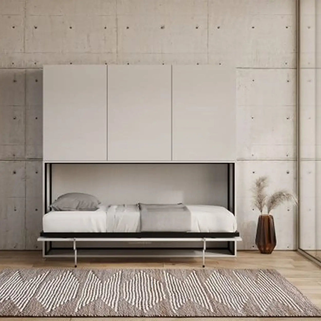 Letto singolo a scomparsa Kando comp.C con materasso bianco frassino