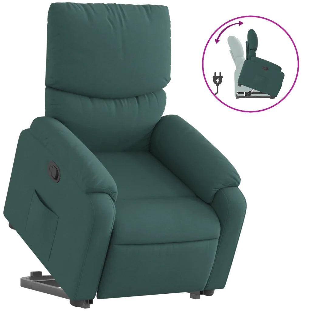 Poltrona | Sedia Relax Alzapersona Reclinabile Verde Scuro in Tessuto