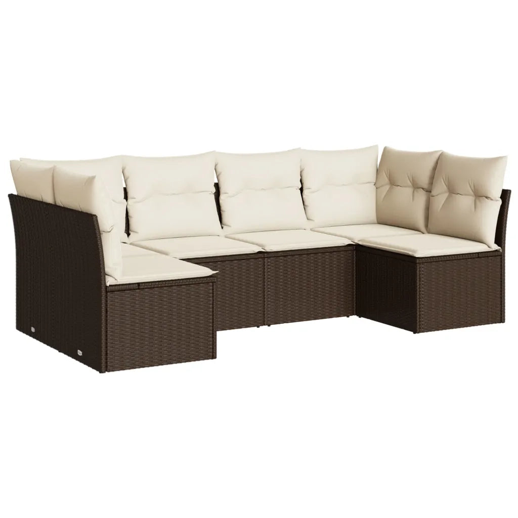 Set Divano da Giardino 6 pz con Cuscini Marrone in Polyrattancod mxl 89428