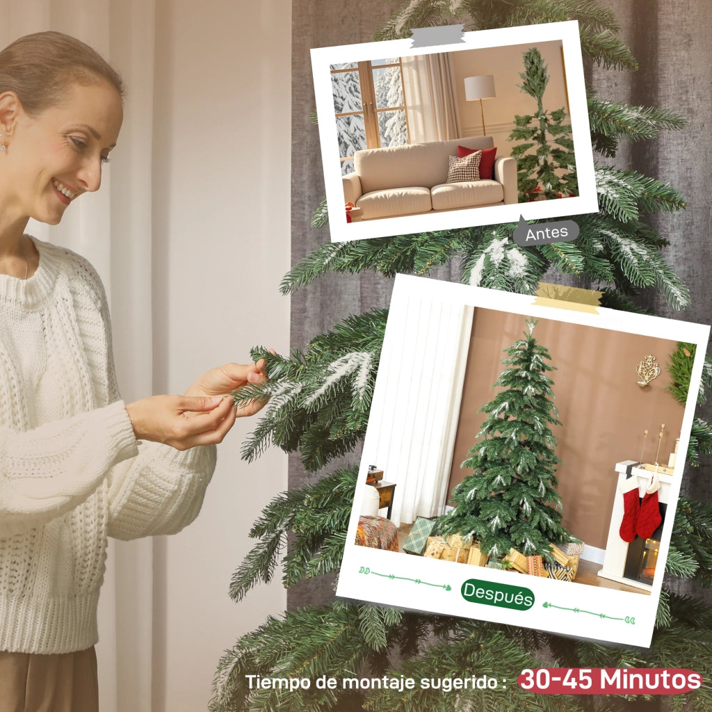 Albero di Natale Artificiale 180 cm ¨C zephmum ¨C Effetto Neve, Base in Acciaio Pieghevole