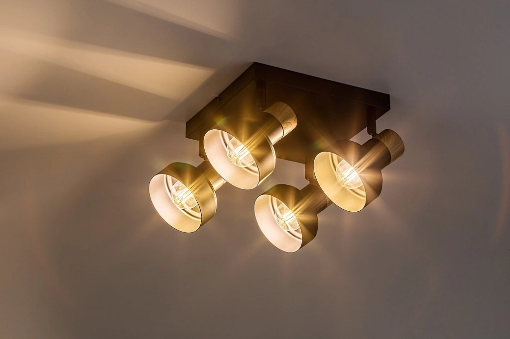 Plafoniera nordica quadrata nera/rovere 4xE14 Saskia Rabalux
