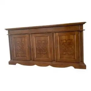 Credenza madia Alberta in legno 3 ante 3 cassetti noce Bassano con rilievo