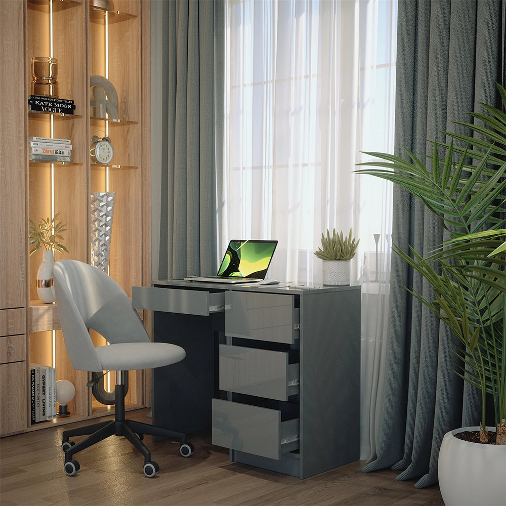 Vicco Scrivania Grigio lucido 90 x 40 cm con cassetti